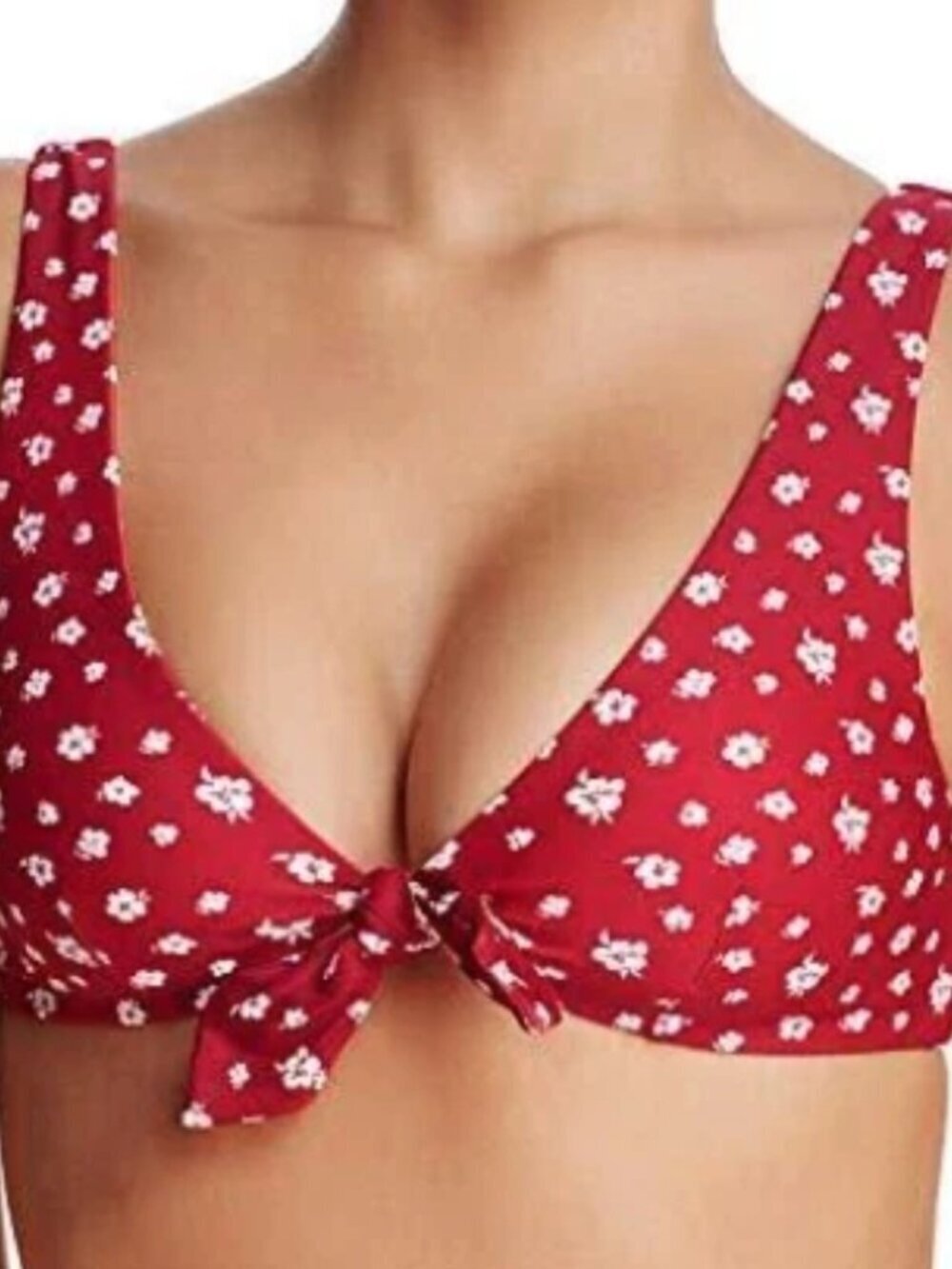 Minkpink Floral Ditsy Tie Bikini Top Red Swim Beach Summer Paddle Size XS NWT